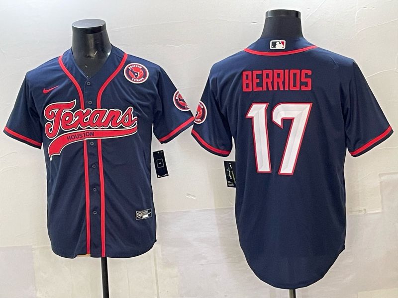 Men 2025 Nike Houston Texans #17 Berrios Blue Joint Name Limited NFL Jersey style 01-0